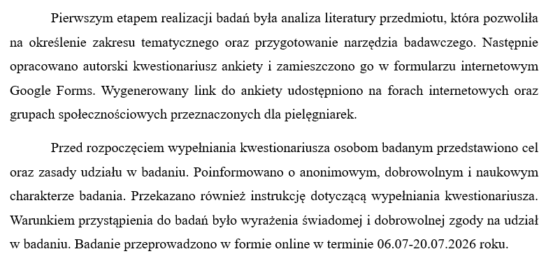 organizacja badań pielęgniarstwo