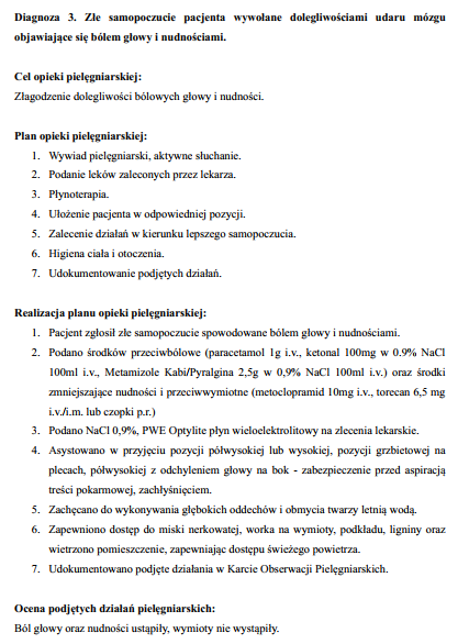 udar mózgu diagnozy pielegniarskie