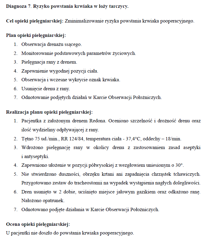 Usunięcie tarczycy proces pielęgnowania
