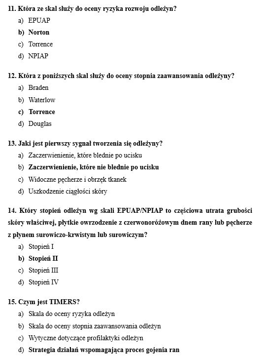 odleżyny pytania